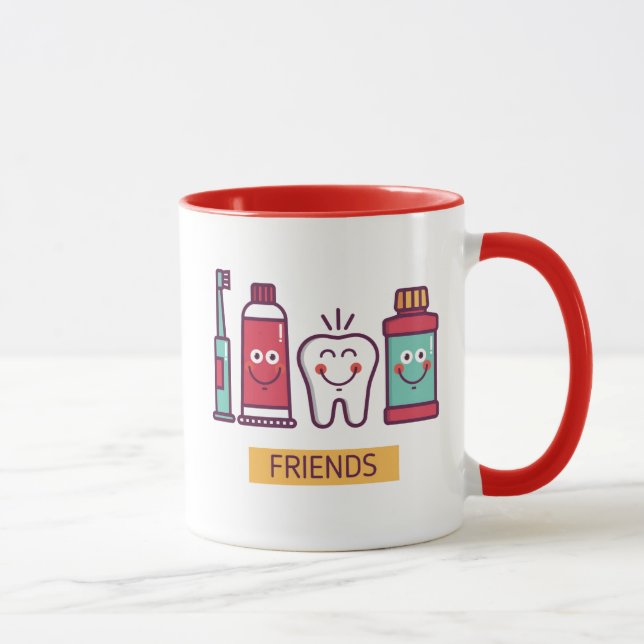 Taza Amigos orales del cuidado del dibujo animado (Derecha)