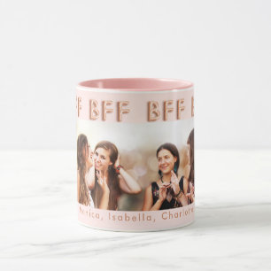 Taza Amigos para siempre rosa foto de color dorado BFF