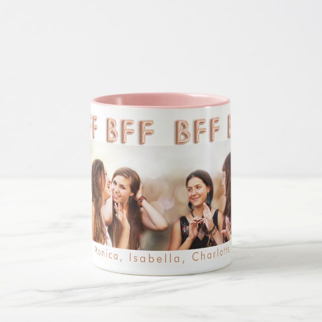 Taza Amigos para siempre rosa foto de oro BFF (Centro)