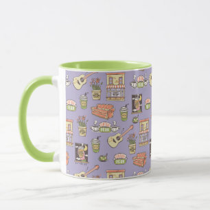 Taza AMIGOS™   Patrón de iconos morados