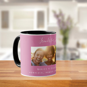 Taza Amigos por la vida nombres de fotos color rosa osc