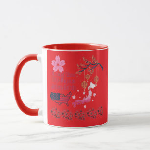 Taza Amistad interminable rojo brillante