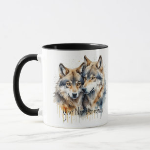 Taza Amistad o Romántico Su nombre o nombre Lobo