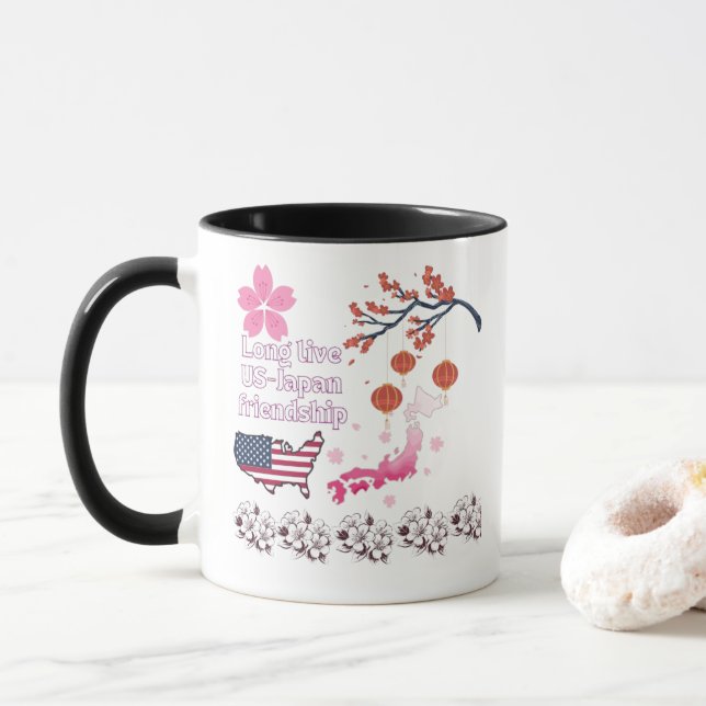 Taza Amistad sin fin negro y blanco (Con donut)