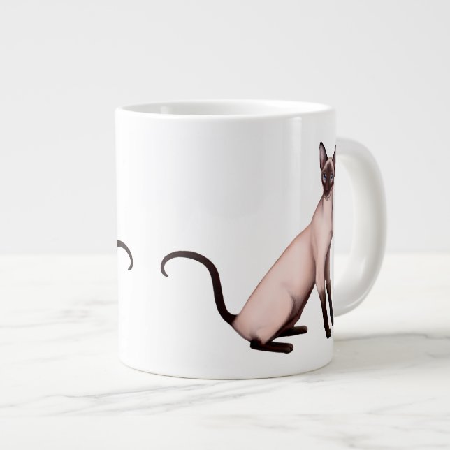Taza amistosa del jumbo del gato siamés (Derecha)