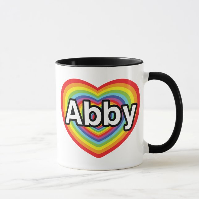 Taza Amo a Abby, corazón del arco iris (Derecha)
