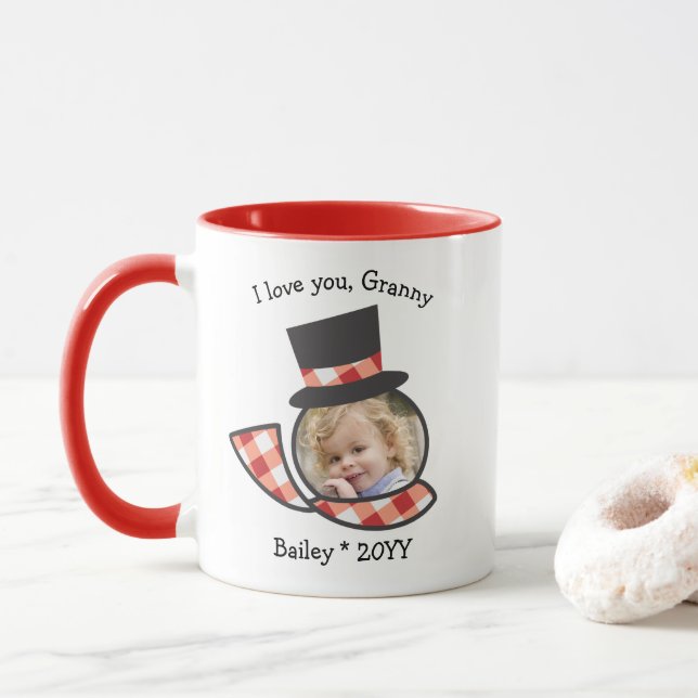 Taza Amo a la abuela Snowman Navidades faciales (Con donut)