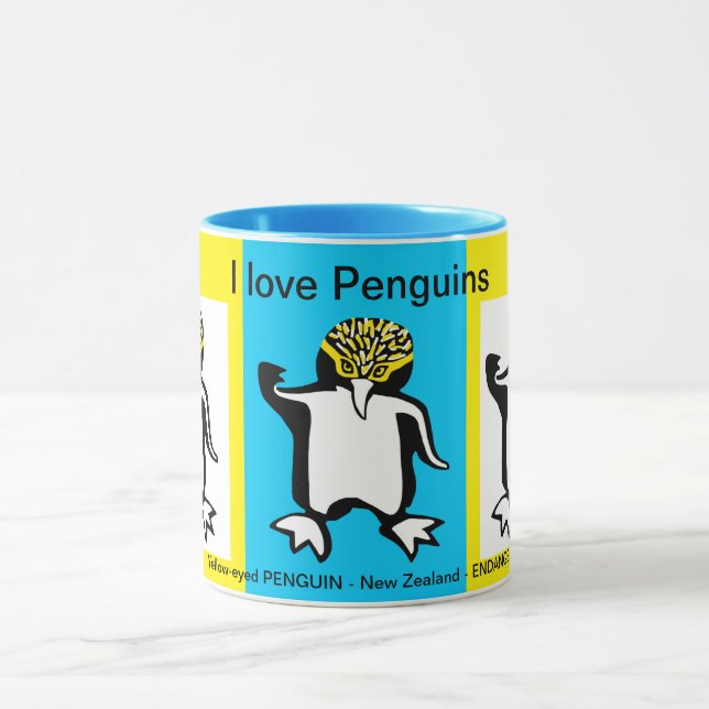 Taza Amo a los PENGUINOS - Vida salvaje - Naturaleza -  (Centro)