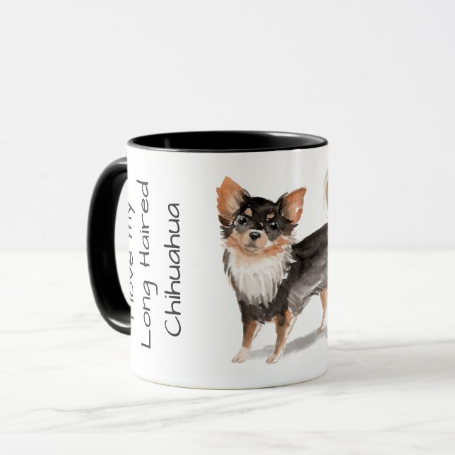 Taza Amo a mi Chihuahua de pelo largo (Anverso izquierdo)