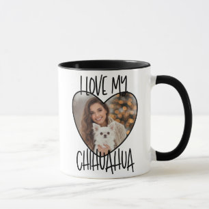 Taza Amo a mi Chihuahua Foto personalizada en un corazó