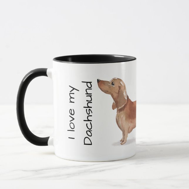 Taza Amo a mi Dachshund (beige) (Izquierda)