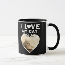 Taza Amo a mi gato Foto Corazón Nombre del Gato Negro 