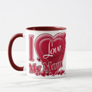 Taza Amo a mi mamá roja - corazón