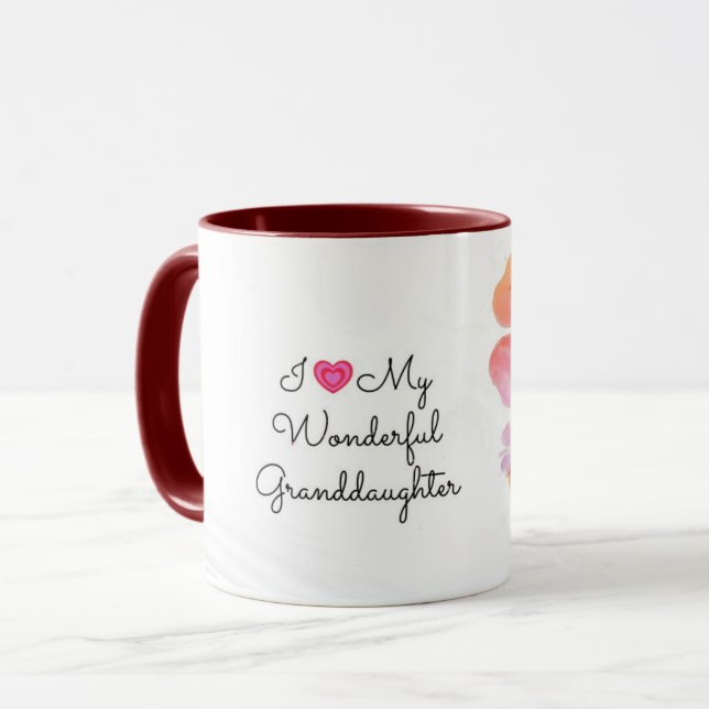 Taza Amo a mi maravillosa nieta, diseño pastel (Anverso izquierdo)