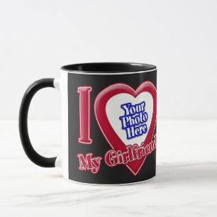 Taza Amo a mi novia foto corazón rojo negro