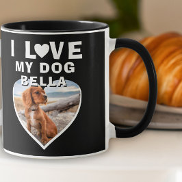Taza Amo a mi perro Foto del corazón del perro Nombre N