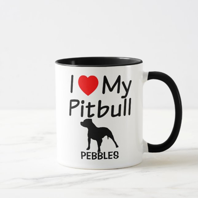 Taza Amo A Mi Perro Pitbull (Derecha)