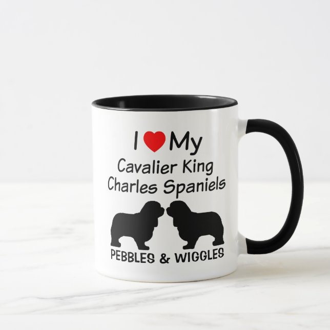 Taza Amo A Mis Dos Cavalier Rey Charles Spaniel Perros (Derecha)