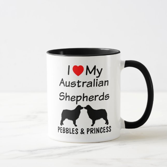 Taza Amo A Mis Dos Pastores Australianos Coffee Mug (Derecha)
