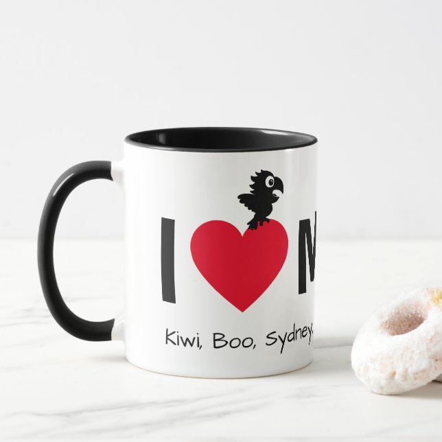 Taza Amo a mis Fids Loro Niños Emplumados (Con donut)