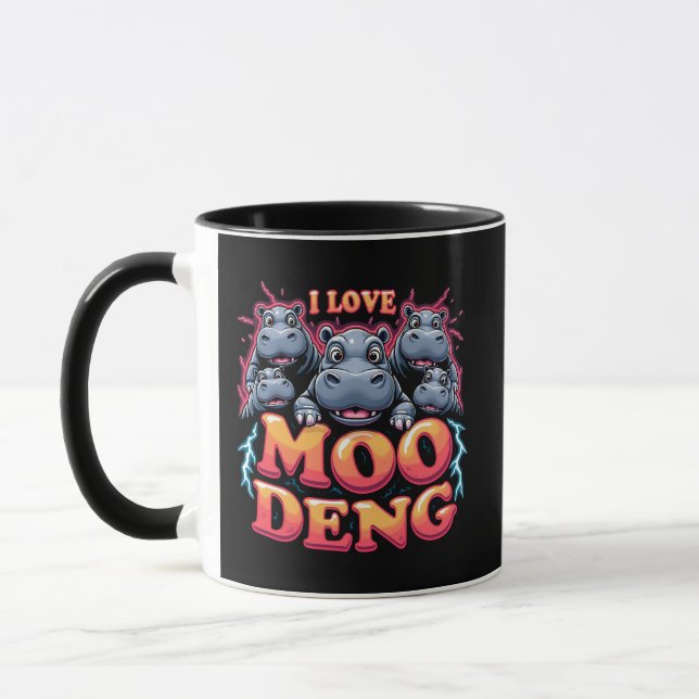 Taza Amo a Moo Deng Baby Hippo Amantes (Izquierda)