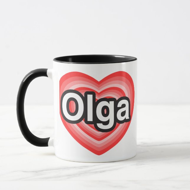 Taza Amo a Olga. Te amo Olga. Corazón (Izquierda)