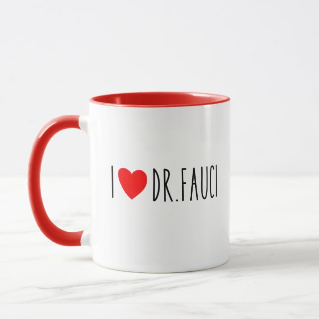 Taza Amo al Dr. Fauci| Fauci Fan| Dr. Fauci Merch (Izquierda)