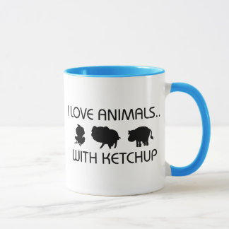 Taza Amo animales con la salsa de tomate