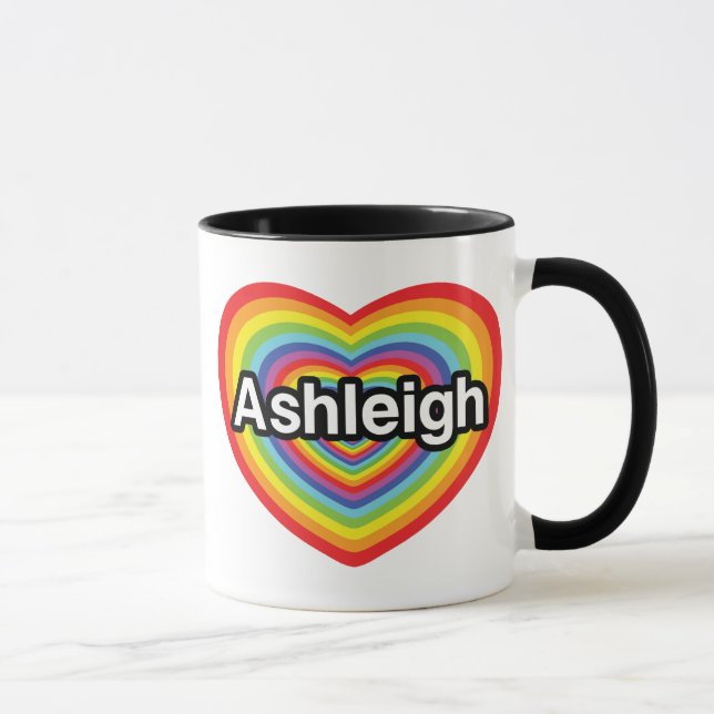 Taza Amo Ashleigh, corazón del arco iris (Derecha)