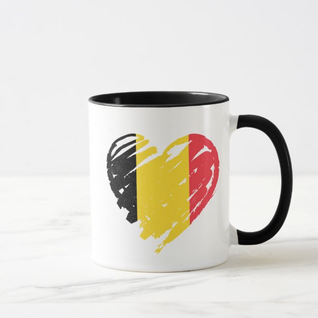 Taza Amo Bélgica - Corazón de la bandera belga (Derecha)