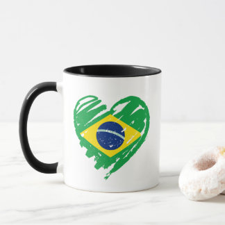 Taza Amo Brasil - Corazón de bandera brasileña
