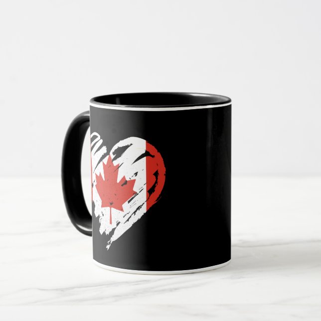 Taza Amo Canadá - Corazón de bandera canadiense (Anverso izquierdo)