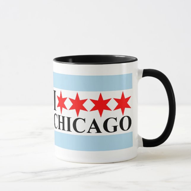 Taza Amo Chicago - Estilo Bandera de Chicago (Derecha)