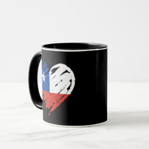 Taza Amo Chile - Corazón de bandera chilena