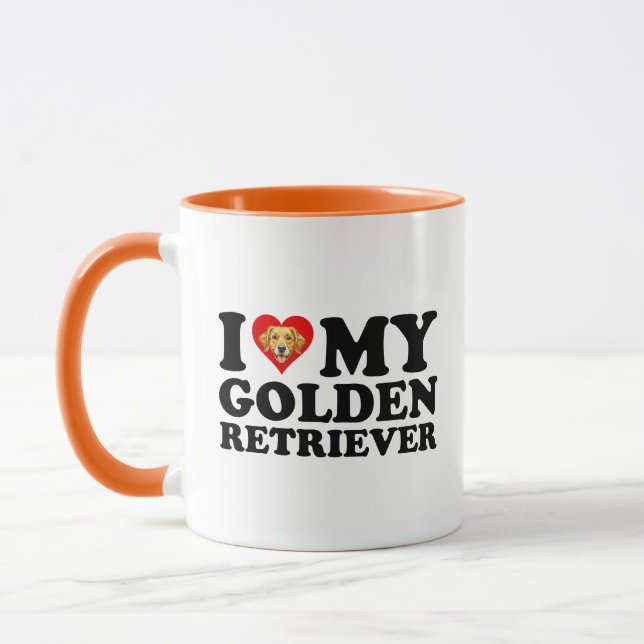Taza Amo (Corazón) a mi Golden Retriever (Izquierda)