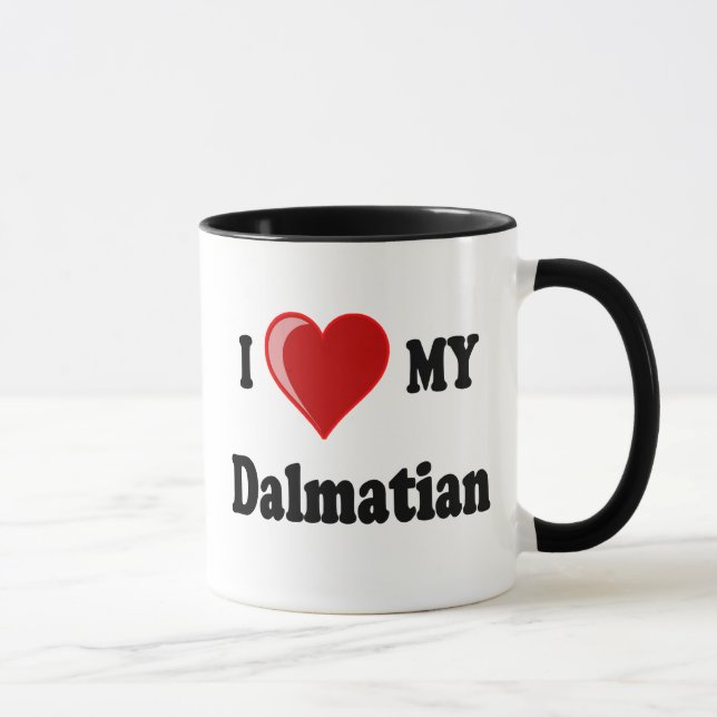 Taza Amo (corazón) mi perro dálmata (Derecha)
