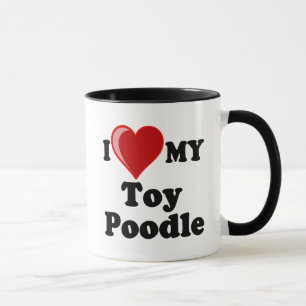Taza Amo (corazón) mi perro de caniche de juguete