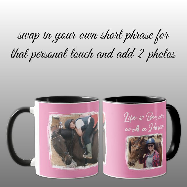 Taza Amo de caballo 2 foto rosa blanco (Subido por el creador)