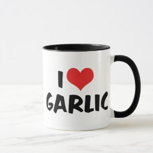Taza Amo el ajo de corazón granate - Amante de la rosa