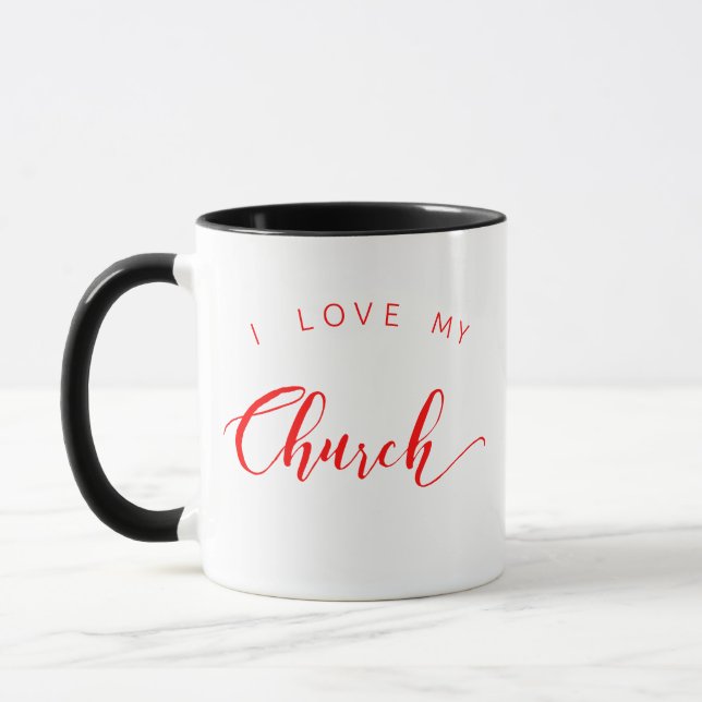 Taza Amo el café de mi iglesia Mug w Cross (Izquierda)