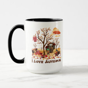 Taza Amo el otoño - paisaje de la caída