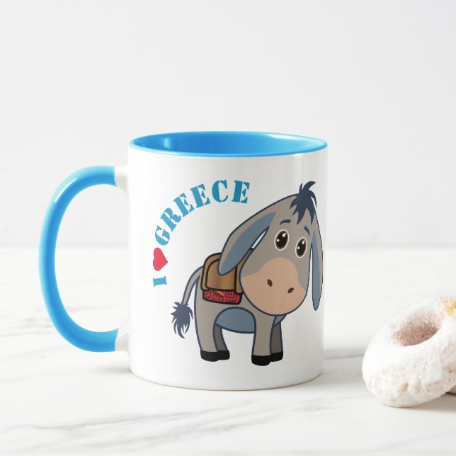 Taza 'Amo Grecia', burro chiflado (Con donut)