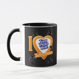 Taza Amo Halloween Con Tu Foto Con Gatos Negros