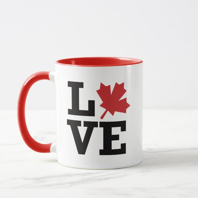 Taza Amo la bandera de hojas de arce de Canadá (Izquierda)