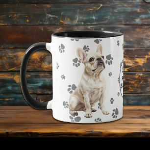 Taza Amo la huella de la pata de mi Bulldog Francés Bla