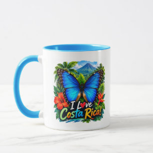 Taza Amo la Mariposa Blue Morpho de Costa Rica