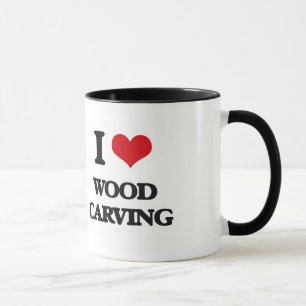 Taza Amo la talla de madera