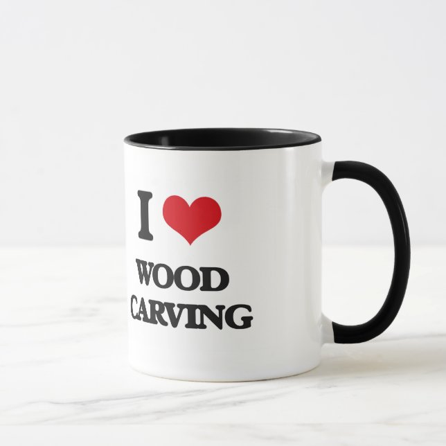 Taza Amo la talla de madera (Derecha)