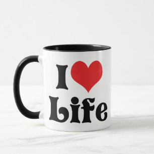 Taza Amo la vida del corazón: vivir riendo y amando est