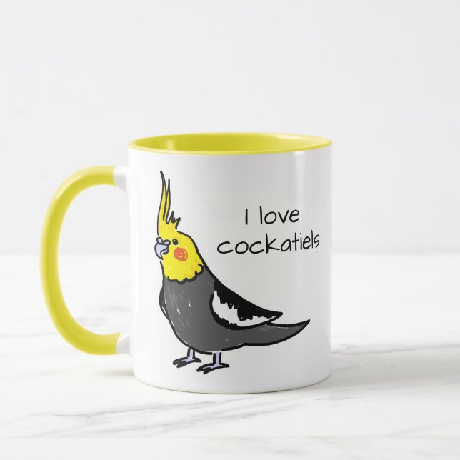 Taza Amo las cacatúas grises normales (Izquierda)